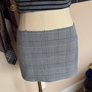 Plaid Gray Pencil Mini Skirt